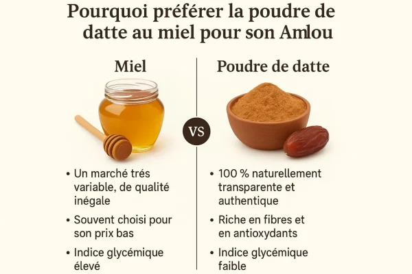 Pourquoi avons-nous choisi la poudre de datte pour adoucir notre Amlou ?
